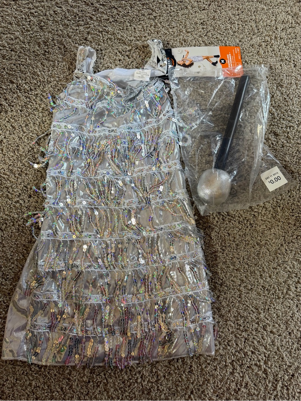 Kids Medium Hyde & EEK Silver Holographic Sequin Fringe Mini Dress